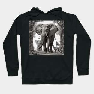 Elephant ,Painting , Poster , jungle safari Hoodie